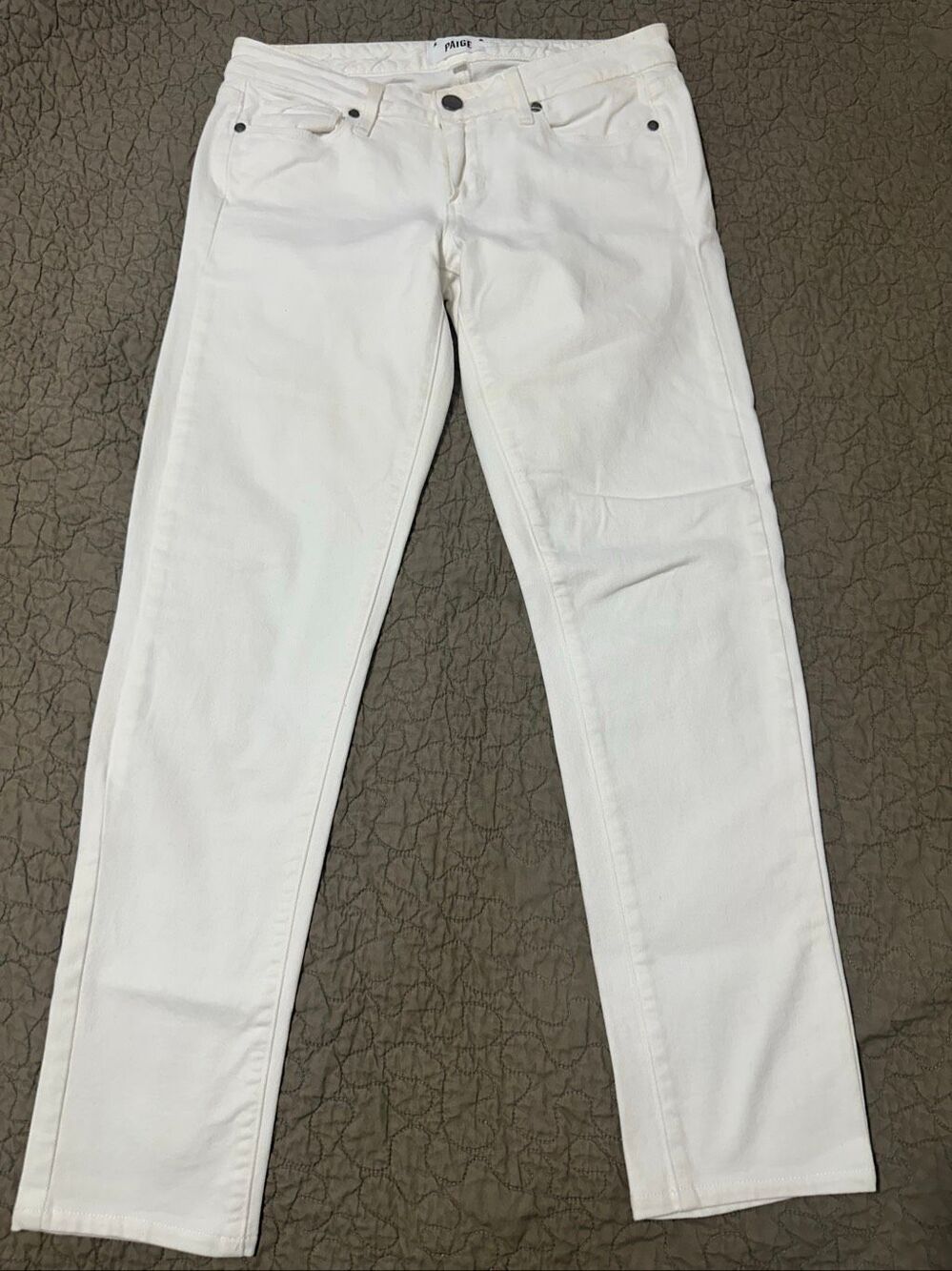 Paige skyline skinny Optic White Jeans 27 A899